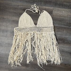 F21 | Crochet Fringe Halter Top